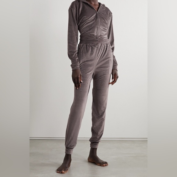 SKIMS Pants - NWT SKIMS Velour Track Pants and Velour Soot Crop Top Set in Amethyst Size 2XL